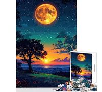 Puzzle difficile per adulti da 1000 pezzi Paesaggio notturno con luna e tramonto Giocattolo educativo Opera d'arte Regalo per gioco educativo Ogni pezzo è unico - Dimensioni 50x75cm