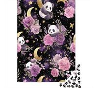 Puzzle Difficile Per Adulti Da 1000 Pezzi Panda Floral Night Sky Puzzle Per Adolescenti Giochi Divertenti Regali Per Donne Sfida Da Completare 52x38cm/1000pcs
