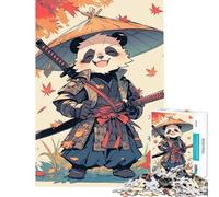 Puzzle difficile per adulti da 1000 pezzi Panda Samurai - Simpatico gioco educativo Samurai Giocattolo educativo Divertente regalo per donne (Dimensioni 50x75cm)
