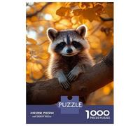 Puzzle Difficile Per Adulti Da 1000 Pezzi Raccoon on A Branch in Autumn Puzzle Per Adulti Gioco Pratico Per Divertimento in Famiglia Difficile Da Completare 52x38cm/1000pcs