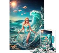 Puzzle difficile per adulti da 1000 pezzi raffigurante Afrodite tra le onde del mare Stimola la mente e stimola il divertimento in famiglia Giocattolo educativo per ragazzi dai 14 anni in su (38x52cm)
