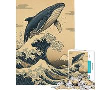 Puzzle difficile per adulti da 1000 pezzi raffigurante una balena che salta un'onda Un gioco per famiglie divertente e spiritoso un regalo perfetto per amici e parenti (dimensioni 38x26cm)