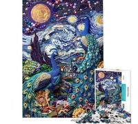 Puzzle difficile per adulti da 1000 pezzi raffigurante una coppia di pavoni Gioco astratto per famiglie stimolante e divertente ideale come regalo per attività in famiglia (dimensioni 75x50cm)