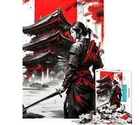 Puzzle difficile per adulti da 1000 pezzi raffigurante una donna samurai con tempio sullo sfondo Attività divertente da fare a casa assemblaggio del modello giocattolo antistress per ragazzi dai 14