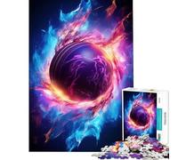 Puzzle difficile per adulti da 1000 pezzi raffigurante una palla da cricket avvolta da una fiamma un giocattolo educativo e rilassante ideale come regalo di compleanno (dimensioni 38x52cm)