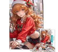Puzzle difficile per adulti da 1000 pezzi ragazza anime con cappello di Babbo Natale waifu difficile e stimolante perfetto per passare il tempo durante le vacanze gioco impossibile