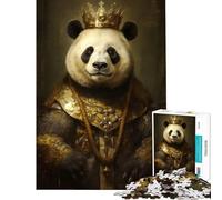 Puzzle difficile per adulti da 1000 pezzi Re Panda con corona sfida impegnativa gioco impossibile per passare il tempo durante le vacanze a casa adatto a maggiori di 14 anni 50x75cm