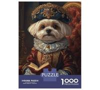 Puzzle Difficile Per Adulti Da 1000 Pezzi Renaissance-Inspired Maltese Dog Print Dog in Royal Attire Puzzle Per Adulti Giocattolo Decorazione Da Parete Antistress Regalo Di Compleanno, Regali, 52x38c
