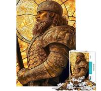 Puzzle difficile per adulti da 1000 pezzi ritratto del cavaliere dorato in vetro colorato puzzle per adolescenti attività divertenti per passare il tempo a casa durante le vacanze gioco stimolante
