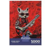 Puzzle Difficile Per Adulti Da 1000 Pezzi Rockstar Raccoon Puzzle Per Adolescenti Gioco Per Famiglie Vacanza A Casa Passatempo Impegnativo Da Completare 52x38cm/1000pcs