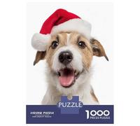 Puzzle Difficile Per Adulti Da 1000 Pezzi Russell Terrier Dog with Santa Hat Puzzle Per Adulti Giochi Rilassanti Migliora La Memoria Sfida Educativa 38x26cm/1000pcs