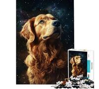 Puzzle difficile per adulti da 1000 pezzi "Sguardo dorato tra le stelle" gioco rilassante per adulti stimolante per la memoria impegnativo da completare (dimensioni 38x52cm)