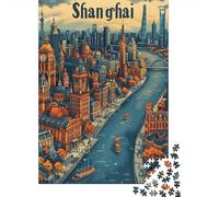 Puzzle Difficile Per Adulti Da 1000 Pezzi Shanghai Cityscape Art Print Puzzle Per Adulti Gioco Pratico Per Divertimento in Famiglia Difficile Da Completare 70x50cm/1000pcs