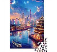 Puzzle Difficile Per Adulti Da 1000 Pezzi Shanghai Night Lights Cityscape Puzzle Per Adolescenti Gioco Per Famiglie Vacanza A Casa Passatempo Impegnativo Da Completare 70x50cm/1000pcs