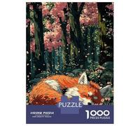 Puzzle Difficile Per Adulti Da 1000 Pezzi Sleeping Fox in Cherry Blossom Forest Puzzle Per Adolescenti Giochi Divertenti Regali Per Donne Sfida Da Completare 38x26cm/1000pcs