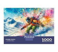 Puzzle Difficile Per Adulti Da 1000 Pezzi Snowboarder in Action with Colorful Splashes Puzzle Per Adulti Giochi Rilassanti Migliora La Memoria Ottimo Regalo Per I Giocatori 52x38cm/1000pcs