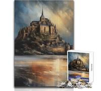Puzzle difficile per adulti da 1000 pezzi, splendido Mont Saint Michel, rilassante momento di tranquillità, precisione rigorosa, giocattolo da gioco standard, dimensioni 38x52cm
