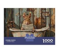 Puzzle Difficile Per Adulti Da 1000 Pezzi Squirrel in Bathtub Reading Newspaper Puzzle Per Adulti Giocattolo Decorazione Da Parete Antistress Regalo Di Compleanno, Regali, 52x38cm/1000pcs
