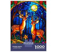 Puzzle Difficile Per Adulti Da 1000 Pezzi Stained Glass Deer Puzzle Per Adulti Gioco Rompicapo Analisi E Logica Regali Per Amici E Familiari 70x50cm/1000pcs