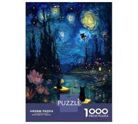 Puzzle Difficile Per Adulti Da 1000 Pezzi Starry Night Cats on Toast Puzzle Per Adulti Giocattolo Decorazione Da Parete Antistress Regalo Di Compleanno, Regali, 70x50cm/1000pcs