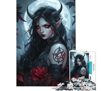 Puzzle difficile per adulti da 1000 pezzi Strega Rosa Scuro Puzzle antistress per adulti Decorazione per la casa Stimolante da completare (Dimensioni 38x52cm)