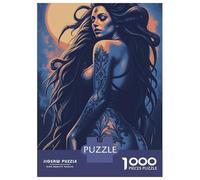Puzzle Difficile Per Adulti Da 1000 Pezzi Tattoed Woman with Moon Puzzle Per Adolescenti Gioco Pratico Vacanza A Casa Passatempo Ottimo Regalo Per I Giocatori 70x50cm/1000pcs