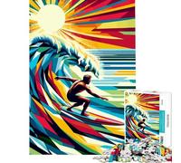 Puzzle difficile per adulti da 1000 pezzi tema surf Wpap pop art attività divertenti da fare a casa giochi per famiglie adatto a partire dai 14 anni (50x75cm)
