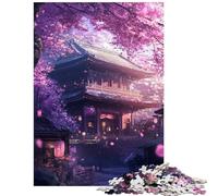 Puzzle difficile per adulti da 1000 pezzi Tempio dei ciliegi in fiore Puzzle per adolescenti attività divertenti per passare il tempo a casa durante le vacanze gioco stimolante regalo (75x50cm)