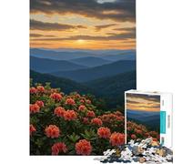 Puzzle difficile per adulti da 1000 pezzi tramonto in montagna con azalee in fiore Un gioco impegnativo e stimolante per passare il tempo durante le vacanze a casa Gioco impossibile