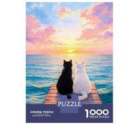 Puzzle Difficile Per Adulti Da 1000 Pezzi Two Cats Watching A Sunset Puzzle Giocattolo Decorazione Da Parete Analisi E Logica Regali Per Amici E Familiari 70x50cm/1000pcs
