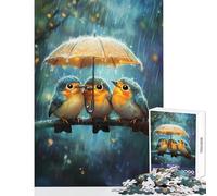 Puzzle difficile per adulti da 1000 pezzi "Uccelli sotto l'ombrello sotto la pioggia" gioco impossibile giocattolo educativo decorazione da parete divertimento per attività a casa (38x26cm)
