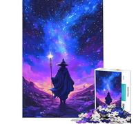 Puzzle difficile per adulti da 1000 pezzi un mago che cammina sotto un cielo stellato con un bastone luminoso Attività divertenti da fare a casa assemblaggio del modello giocattolo antistress