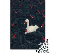 Puzzle Difficile Per Adulti Da 1000 Pezzi Unique White Swan Among Black Swans Puzzle Per Adolescenti Gioco Per Famiglie Vacanza A Casa Passatempo Impegnativo Da Completare 38x26cm/1000pcs