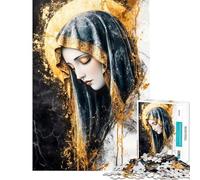 Puzzle difficile per adulti da 1000 pezzi Vergine Maria dorata Puzzle rilassante per adulti stimolante per la memoria e impegnativo da completare (dimensioni 38x52cm)