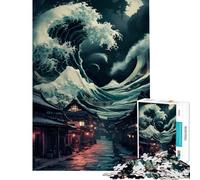 Puzzle difficile per adulti da 1000 pezzi villaggio giapponese sotto le onde stimolante per la mente divertente per tutta la famiglia giocattolo educativo per ragazzi dai 14 anni in su (50x75cm)