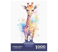 Puzzle Difficile Per Adulti Da 1000 Pezzi Watercolor Baby Giraffe Puzzle Per Adolescenti Gioco Pratico Vacanza A Casa Passatempo Ottimo Regalo Per I Giocatori 70x50cm/1000pcs