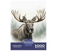 Puzzle Difficile Per Adulti Da 1000 Pezzi Watercolor Moose in Forest Puzzle Antistress Giocattoli Analisi E Logica Regalo Di Compleanno, Regali, 70x50cm/1000pcs