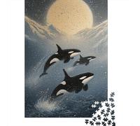 Puzzle Difficile Per Adulti Da 1000 Pezzi Whale Watching in The Moonlight Puzzle Per Adolescenti Gioco Per Famiglie Vacanza A Casa Passatempo Impegnativo Da Completare 38x26cm/1000pcs
