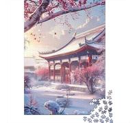 Puzzle Difficile Per Adulti Da 1000 Pezzi Winter Cherry Blossom Garden-2 Puzzle Per Adolescenti Gioco Per Famiglie Vacanza A Casa Passatempo Impegnativo Da Completare 70x50cm/1000pcs