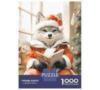 Puzzle Difficile Per Adulti Da 1000 Pezzi Wolf in Santa Suit Reading Puzzle Per Adulti Giochi Rilassanti Migliora La Memoria Sfida Educativa 52x38cm/1000pcs