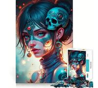 Puzzle difficile per adulti "Donna mistica con teschio", 1000 pezzi, gioco di logica, divertimento rilassante, opera d'arte ben definita (38x26cm)