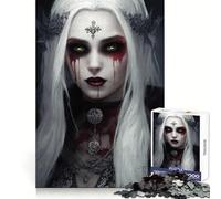 Puzzle difficile per adulti "Donna vampira pallida con occhi verdi", 1000 pezzi, memory foam, facile da assemblare, immagine per il tempo libero, regalo artistico (38x26cm)