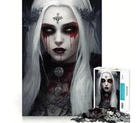 Puzzle difficile per adulti "Donna vampira pallida con occhi verdi", 1000 pezzi, memory foam, facile da assemblare, immagine per il tempo libero, regalo artistico (38x26cm)