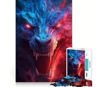 Puzzle difficile per adulti "Drago al neon tra le fiamme", 1000 pezzi, stimolante per la mente, divertente, con bordi precisi, idea regalo creativa (38x26cm)