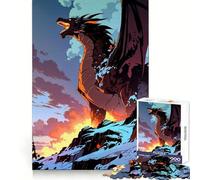 Puzzle difficile per adulti "Drago ruggente sulla cima innevata", 1000 pezzi, sfida mentale, svago rilassante, taglio preciso, regalo memorabile (38x52cm)