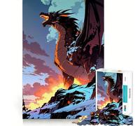 Puzzle difficile per adulti "Drago ruggente sulla cima innevata", 1000 pezzi, sfida mentale, svago rilassante, taglio preciso, regalo memorabile (38x52cm)
