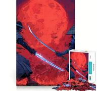 Puzzle difficile per adulti "Duello Samurai sotto la Luna Rossa", 1000 pezzi, gioco di logica fine, divertente e rilassante, bordi precisi, regalo pensato (50x75cm)