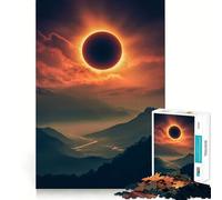 Puzzle difficile per adulti "Eclissi solare sulle montagne", 1000 pezzi, migliora la memoria, rilassa la mente, bordi netti, regalo elegante (38x26cm)