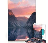 Puzzle difficile per adulti "Fiordo norvegese al tramonto", 1000 pezzi, gioco di logica semplice e divertente, taglio di precisione, regalo di Natale (38x26cm)