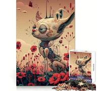 Puzzle difficile per adulti "Gatto Robot in Fiori" da 1000 pezzi, gioco di logica e abilità per tutta la famiglia, taglio preciso, oggetto da collezione (50x75cm)
